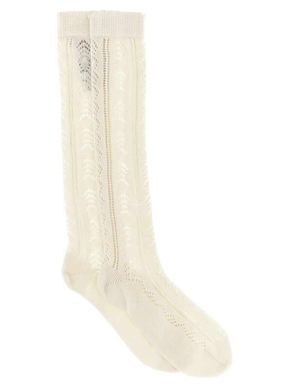 V Logo
  Embellished Knit Socks