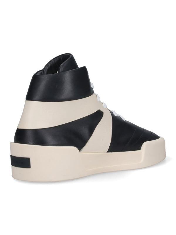 Basketball Logo Leather High Top Sneakers