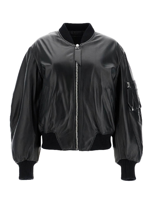 Anja Leather Bomber Jacket - Jente