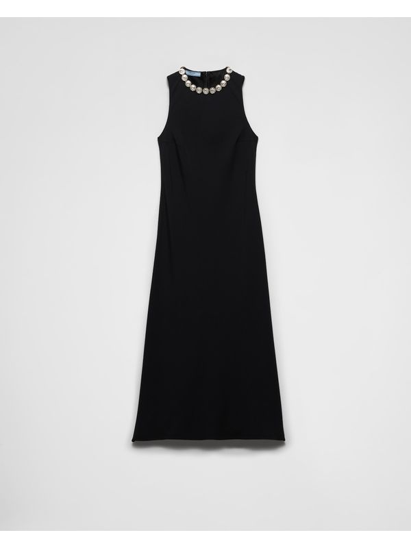 Back Triangle Logo Jewelry Detail Midi
  Dress