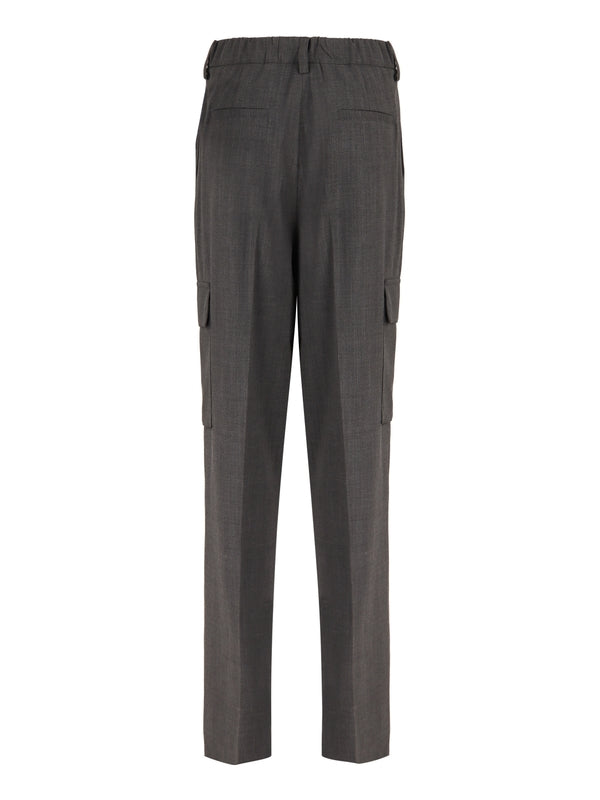 Wool Blend Pleats Pants