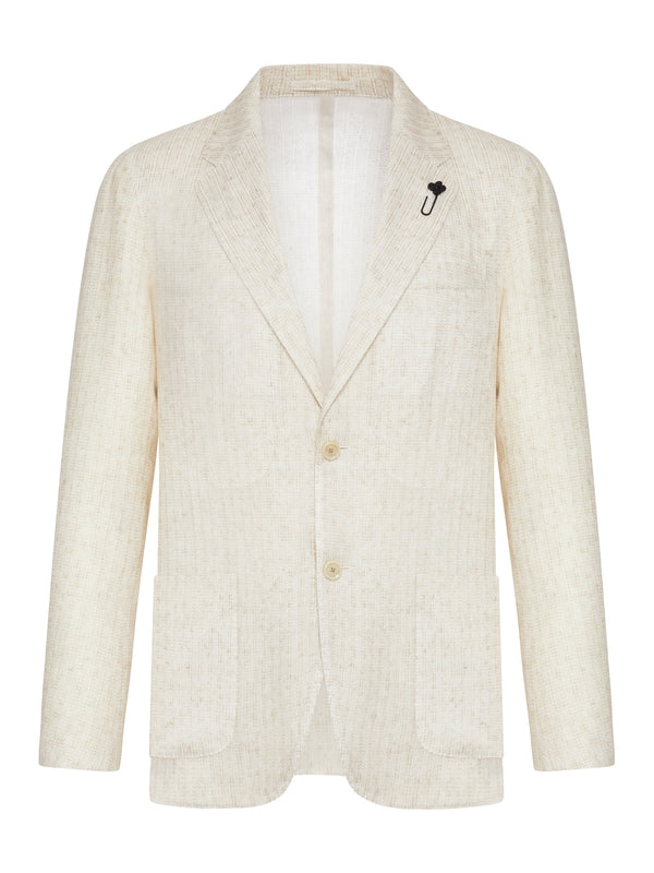 Boutonniere Pin Linen Blend Tailored Jacket