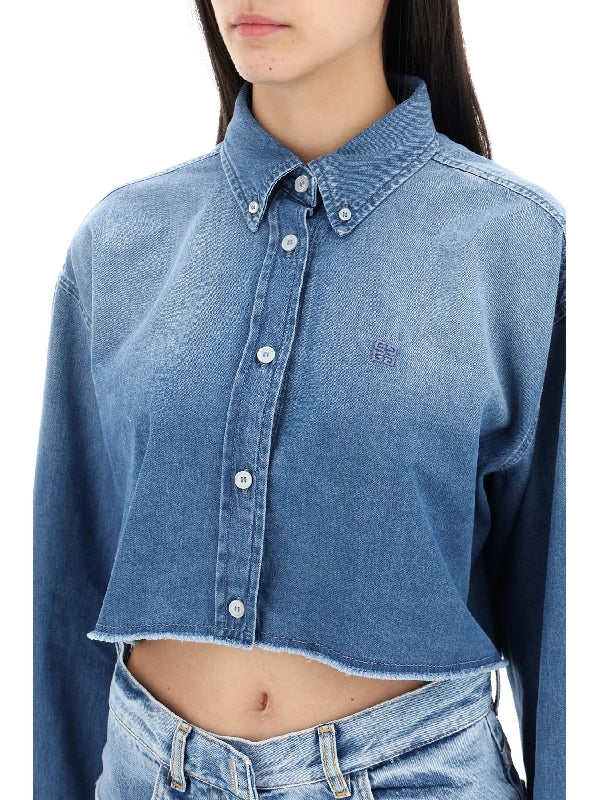 4g Logo Embroidered Cotton Denim Shirt - Jente