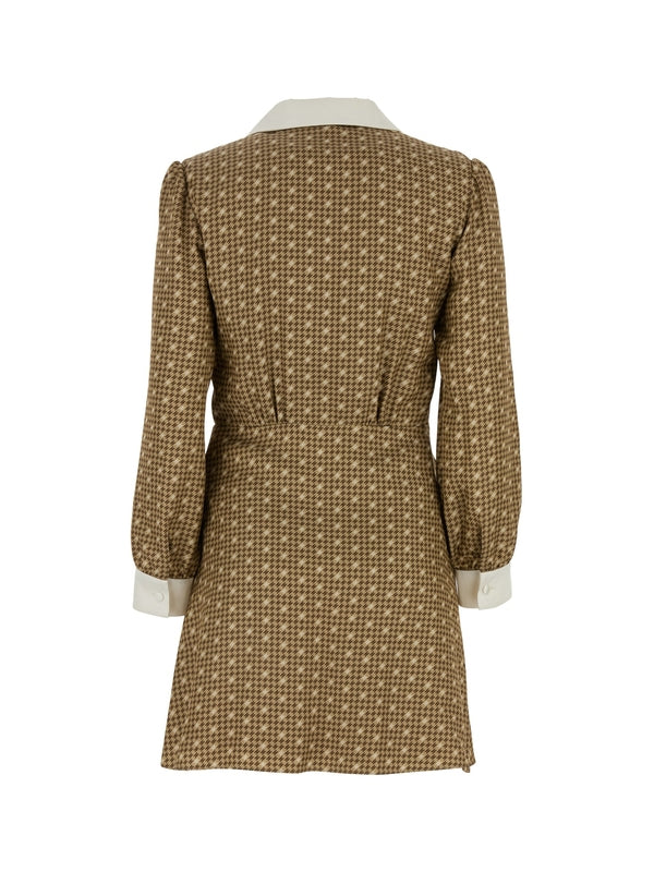 Allover Pattern Silk Shirt Dress