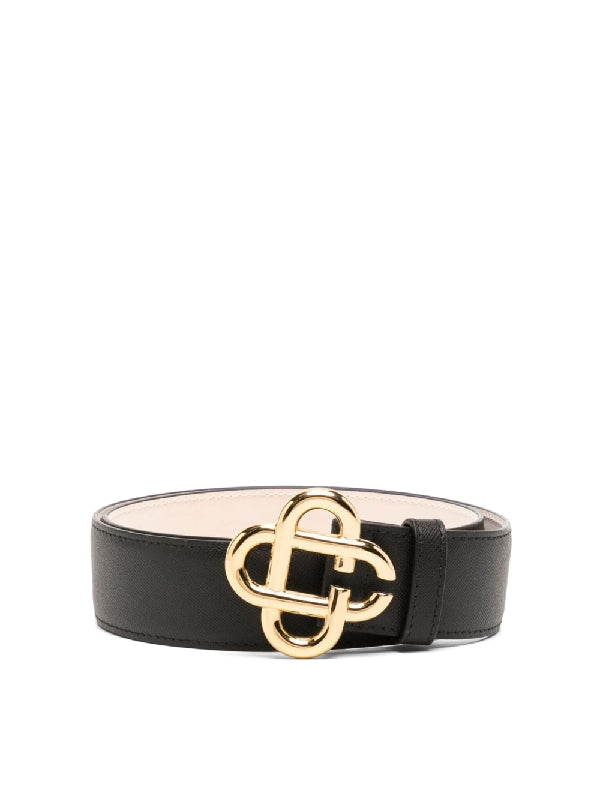 Monogram Buckle Leather Belt