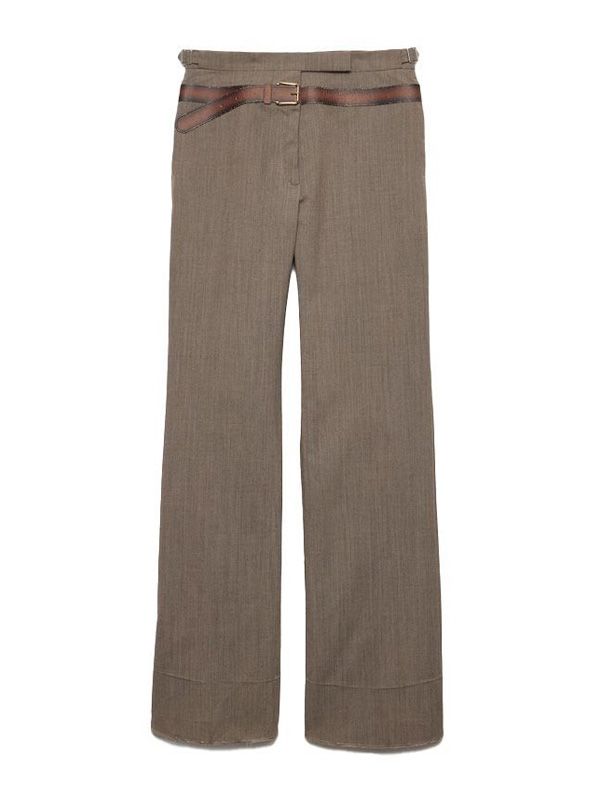 Belt Detail Wool Blend Pants