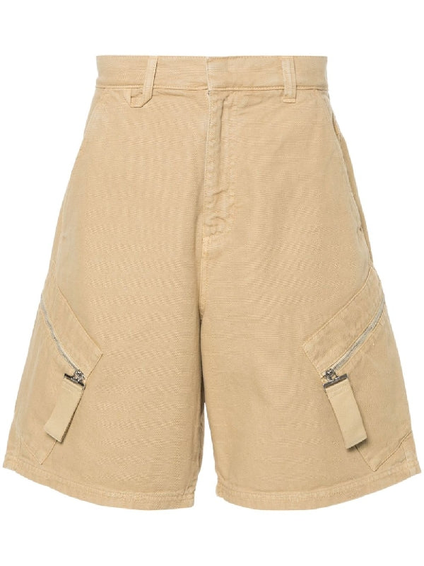 Zipper Cargo Cotton Shorts