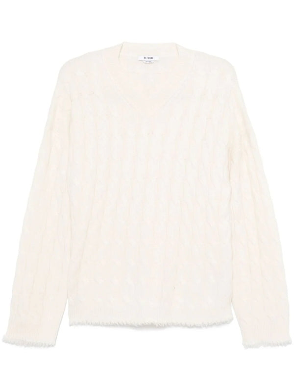 V-Neck Cable Cashmere Knit