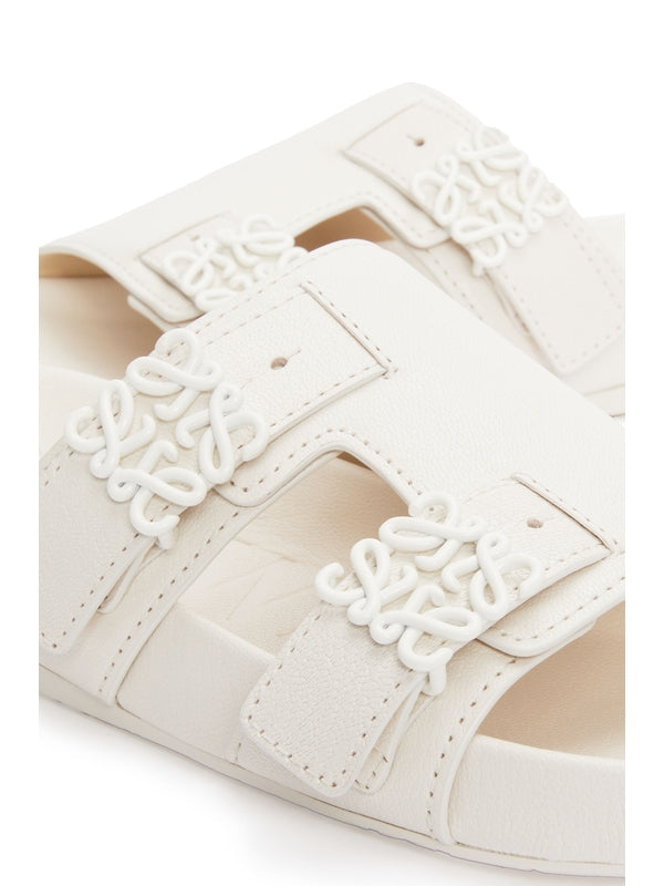 Anagram Logo Buckle Leather Sandal