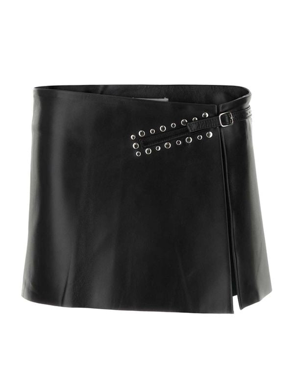 Blanca Stud Leather Mini Skirt