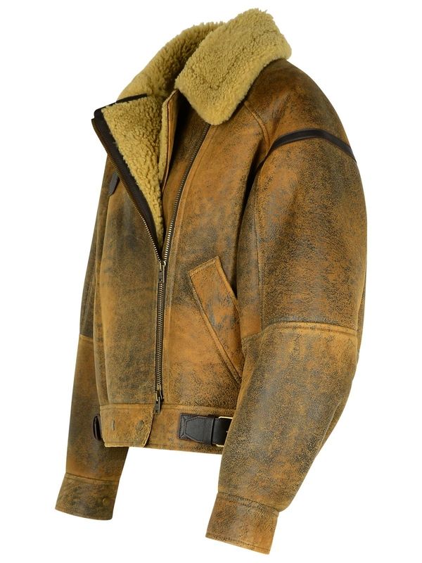 Shearling Collar Leather Jacket - Jente