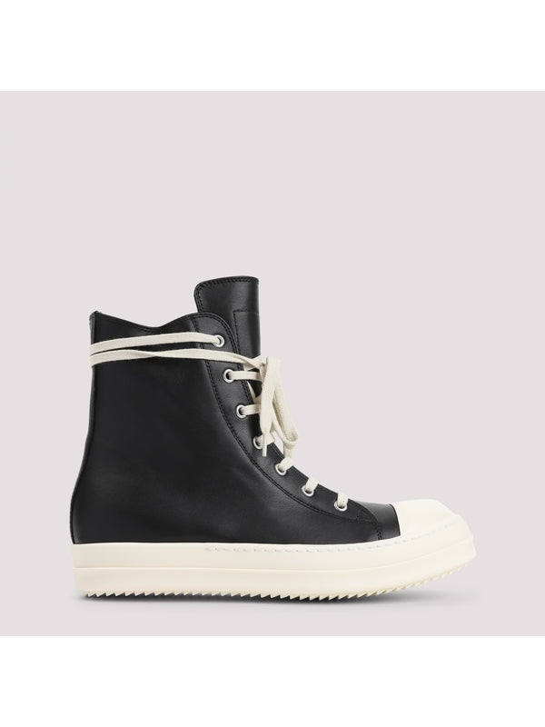 Zipper Detail Leather High Top Sneakers