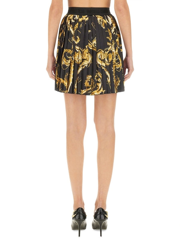 Allover Printing Pleated Skirt