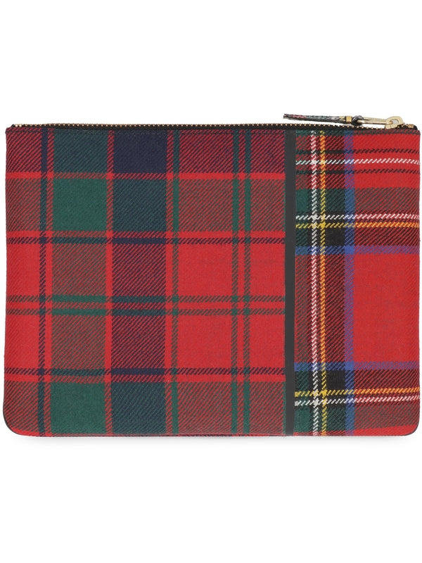 Check Wool Pouch Bag