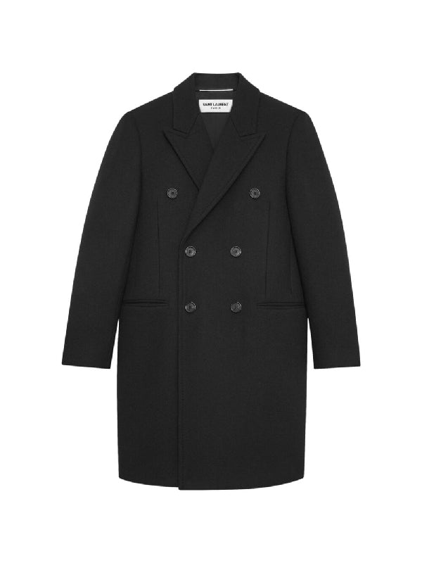 Peak-lapel Double-breast Wool Coat