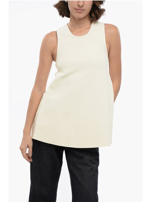 White Satin Sleeveless Top