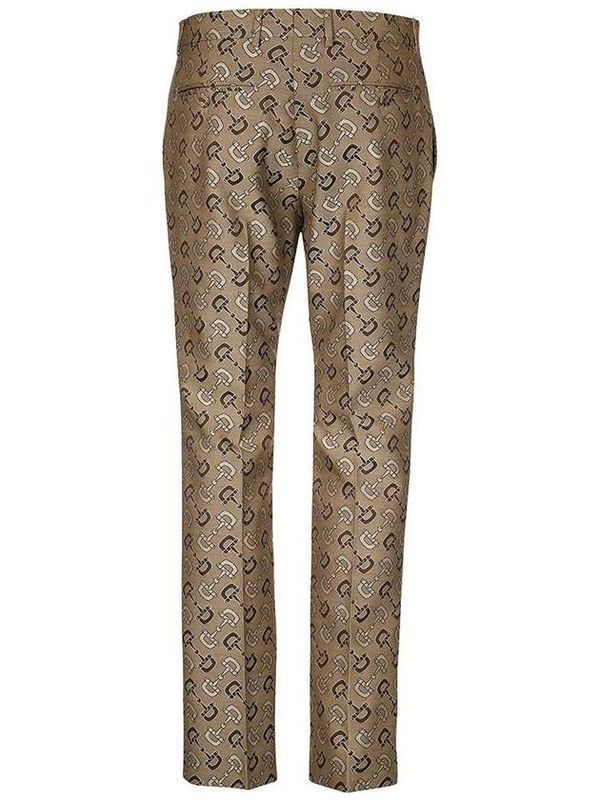 Allover Horsebit Print Cotton Wool Pants