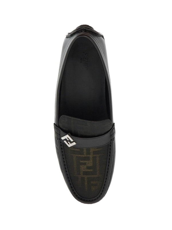 FF Logo Leather Driving Shoes