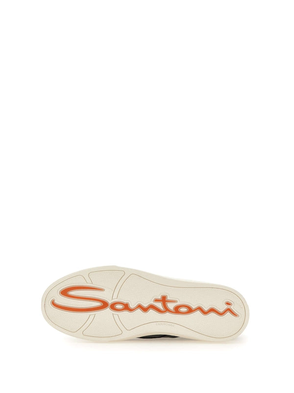 Santoni Navy Low Top Sneakers