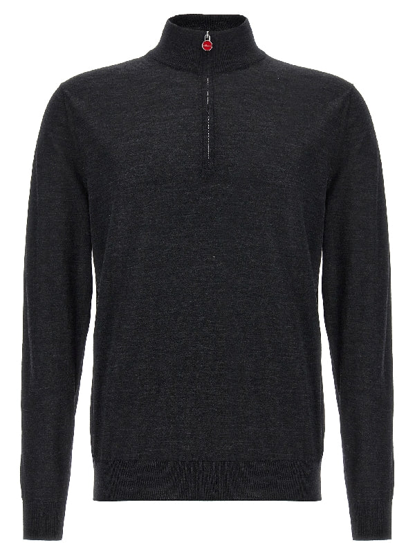 14 Micron Half Zip Wool Knit