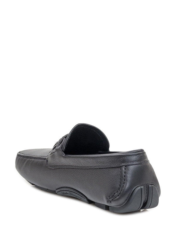 Gancini Detail Leather Driving Shoes