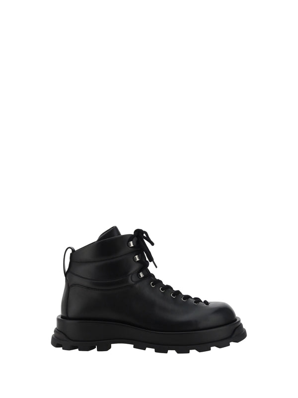 Black Leather Lace-up Boots