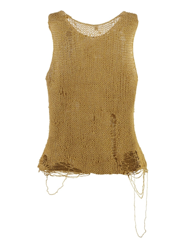 Distressed Mesh Sleeveless Top