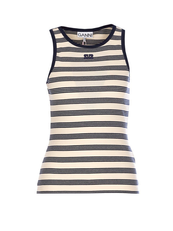 Logo Stripe Cotton Tank Top