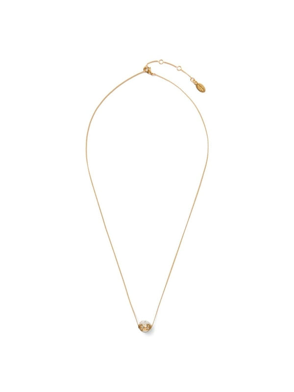 V Logo Pearl Pendant Necklace