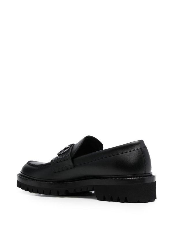 V Logo Leather Loafer