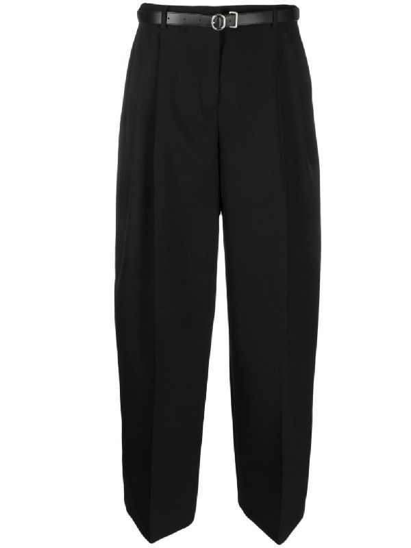 Belted Wool Pleats Pants