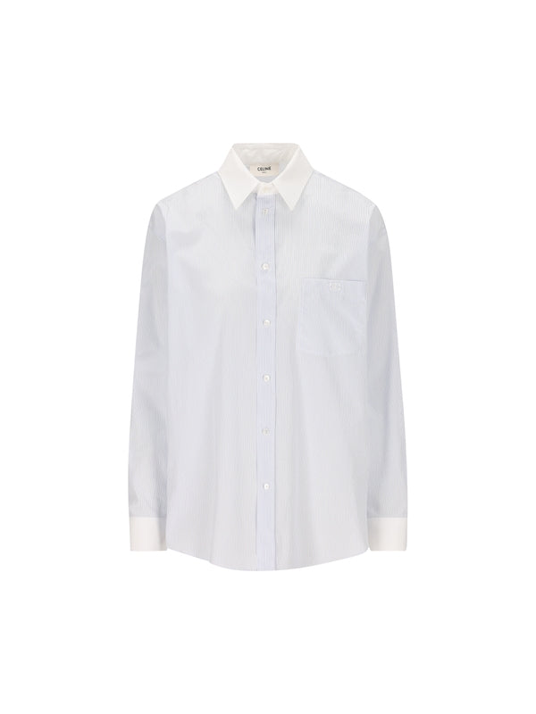 Triomphe Logo Embroidered Stripe Shirt