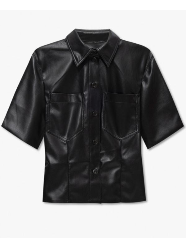 Sabine Faux Leather Short-sleeve Shirt