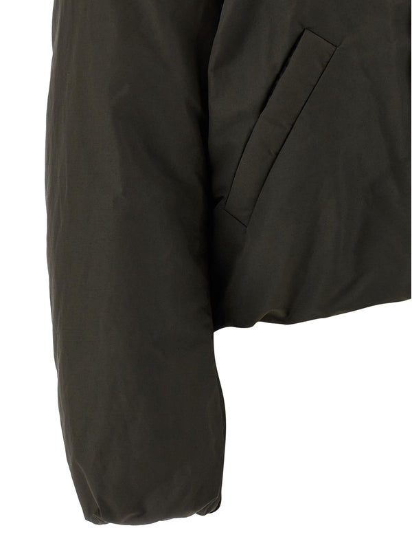 Brown Short Puffer Blouson Jacket