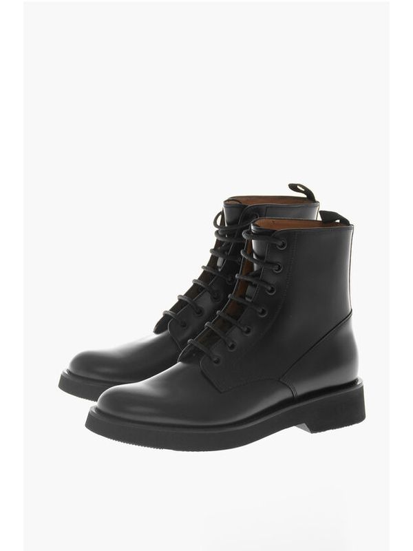 Black Calfskin Lace-Up Boots