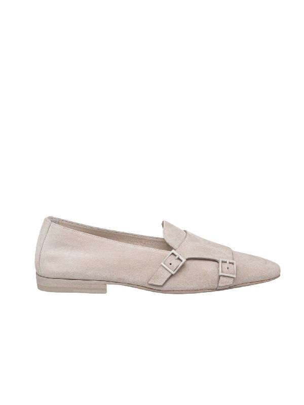 Double Buckle Suede Loafers