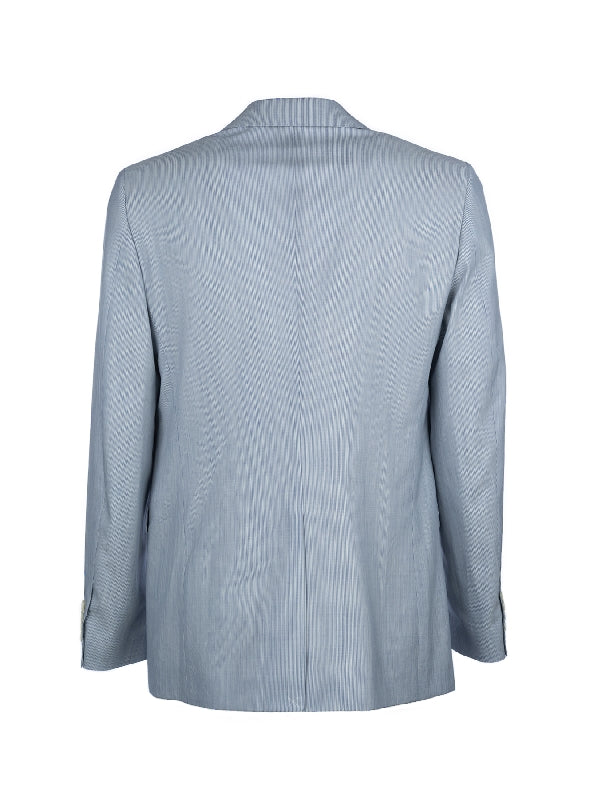 Wool Silk Blend Striped Single Jacket