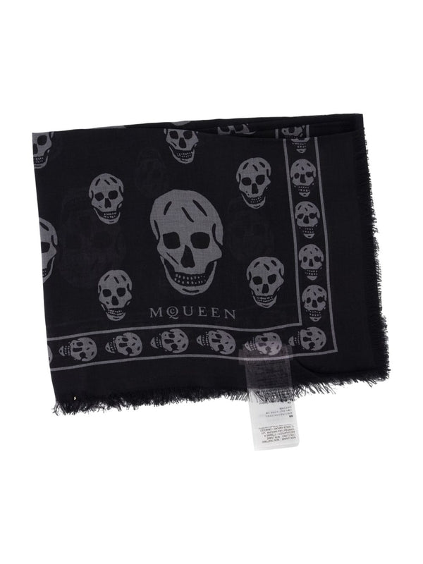 Alexander Mcqueen Black Silk Mufflers