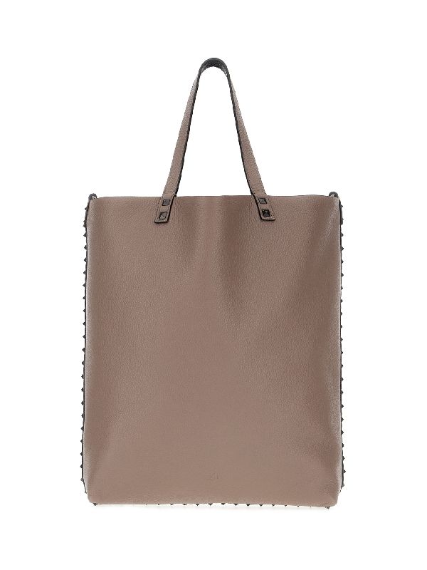 Rockstud Detail Leather Tote
  Bag