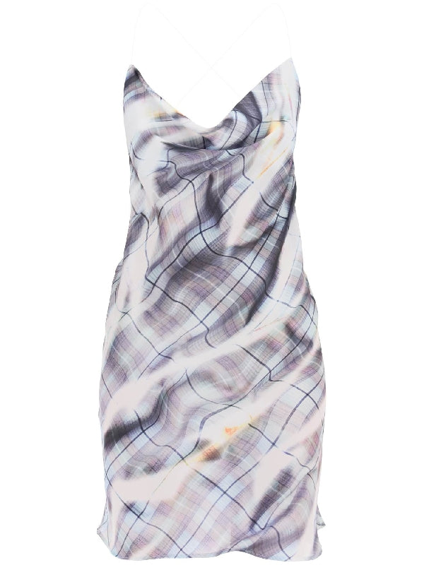 Multi-check Drape Dress