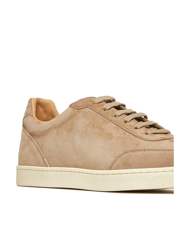 米色皮革低帮运动鞋
