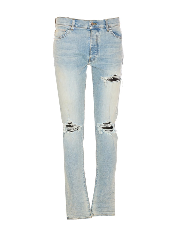 Back Logo Patch Distressed Denim Pants