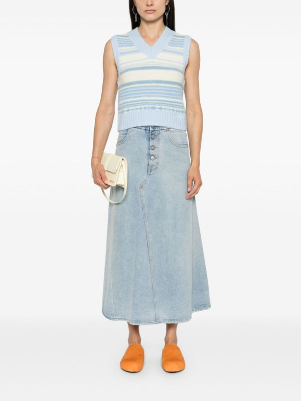 Stripe Alpaca Blend Knit Vest