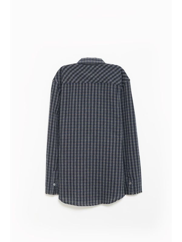 Daisy Check Pattern Wool Blend Shirt