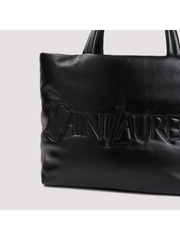 Black Logo Leather Tote Bag