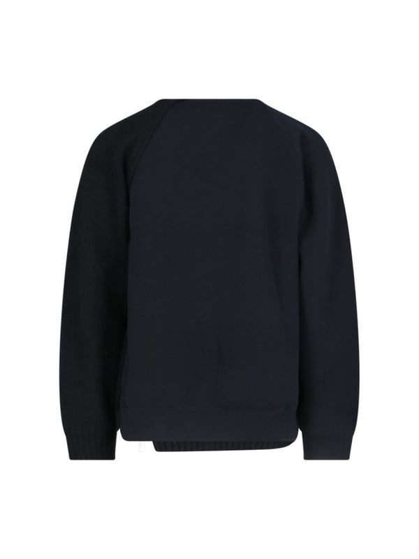 Zip-Up Wool Crewneck Knit