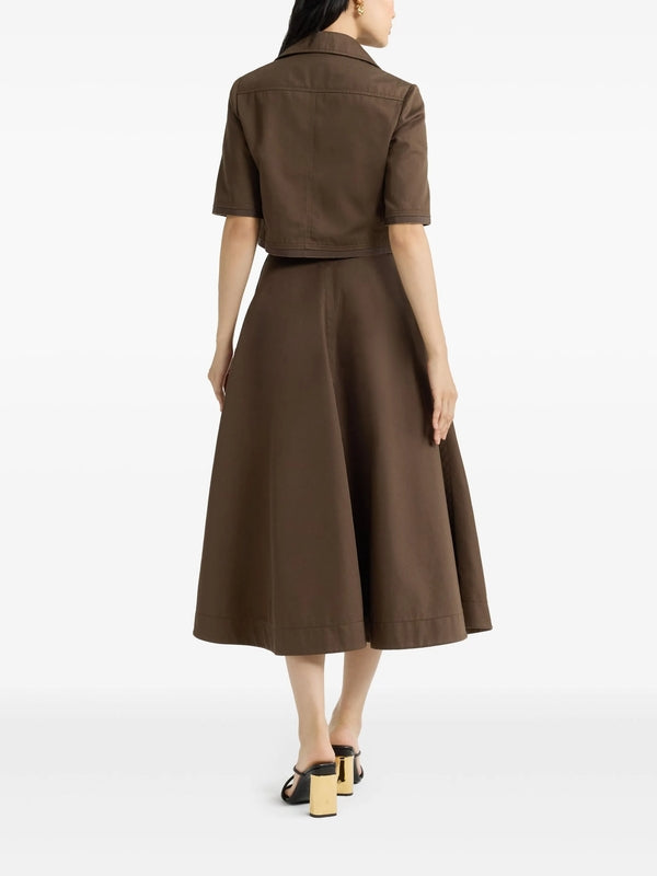 Gabardine Cotton Midi Skirt