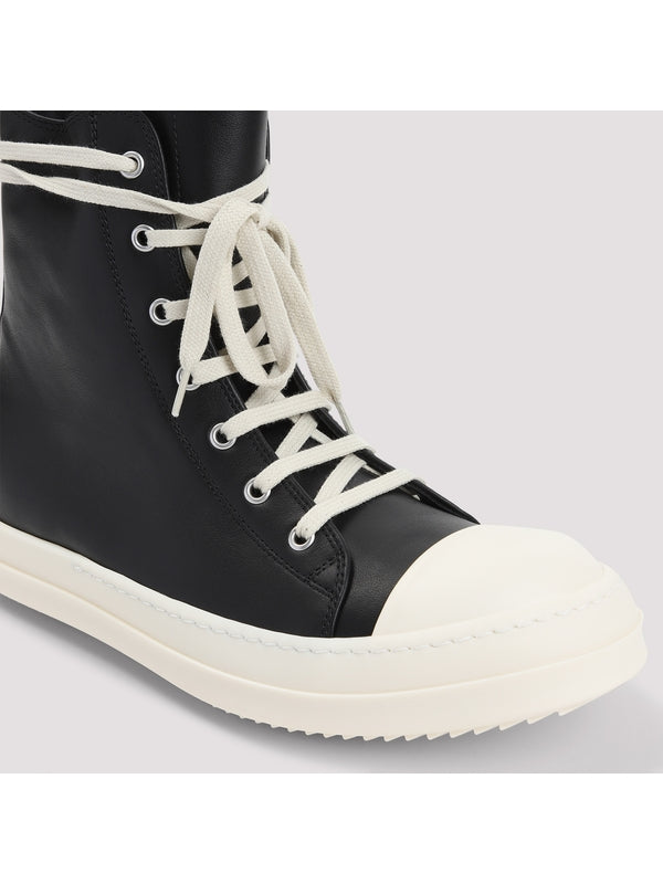 Zipper Detail Leather High Top Sneakers