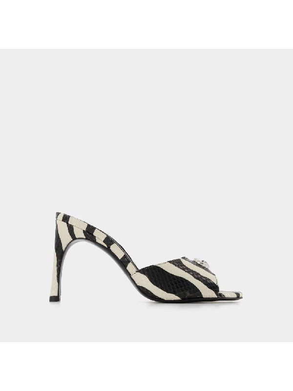 Zebra Printing Logo Mules Heels