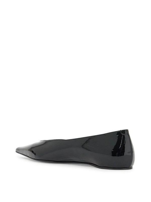 Asymmetric Patent Leather Flat
  Shoes